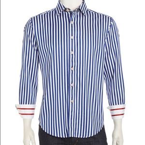 Robert Graham Blue And White Striped Dress Shirt